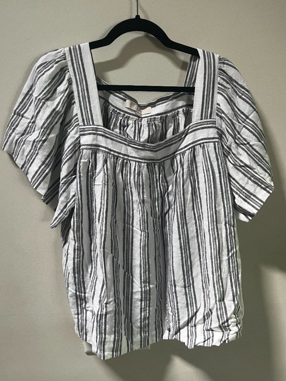 Loft Gray and White Striped Blouse Large